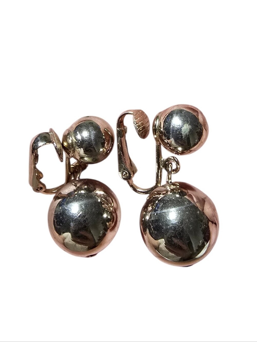 Double Sphere Clip-On Dangling Earrings in  Silver